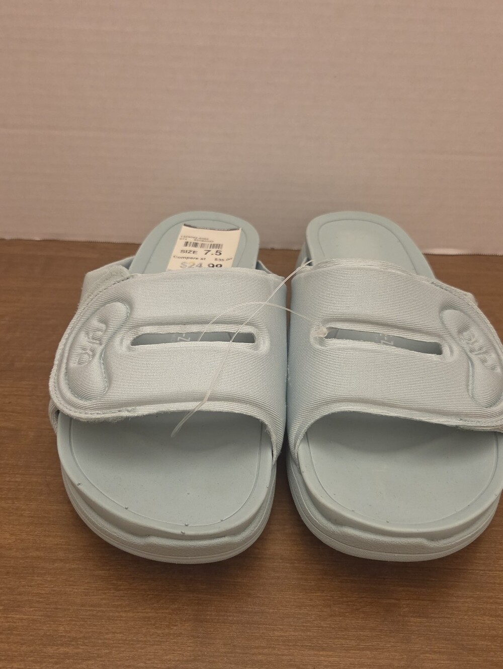 Ryka Re-Zorb Light Blue Slip-On Slides with Adjustable Strap, Size 7.5, NEW
